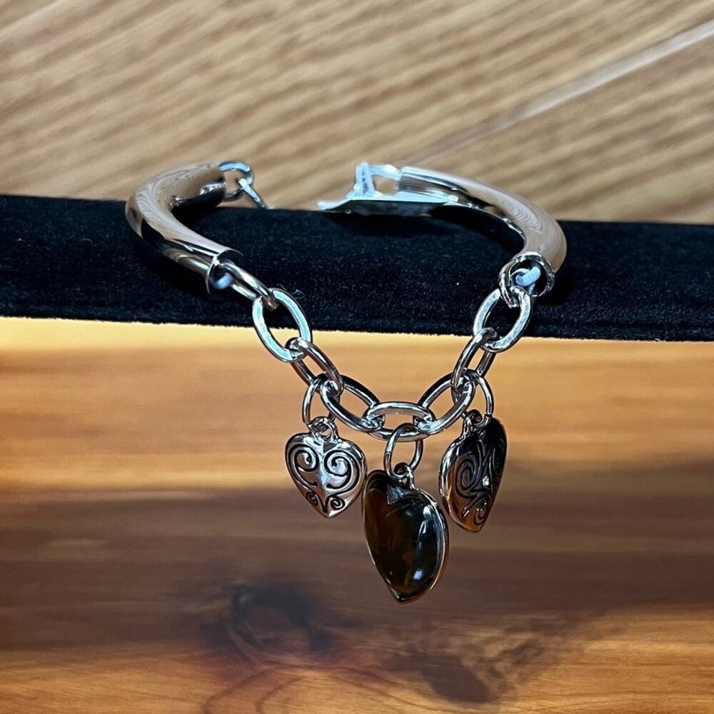Lia Sophia Heart To Heart Lobster Clasp Bracelet Silver Tone Vtg NEW Heart Charm